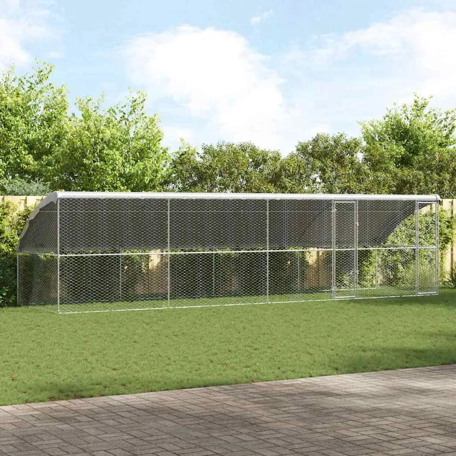 Kennel pour Chiens 4 pcs Argenté 8 x 2 x 2 m Acier galvanisé