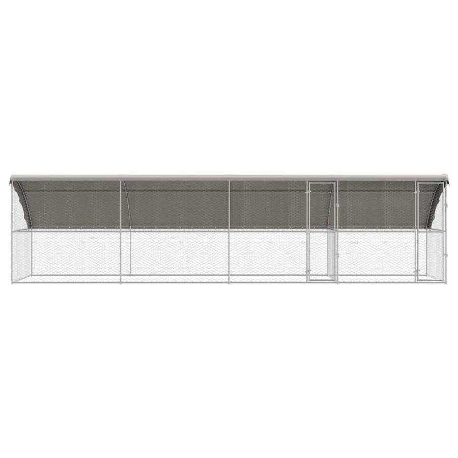 Kennel pour Chiens 4 pcs Argenté 8 x 2 x 2 m Acier galvanisé - 4