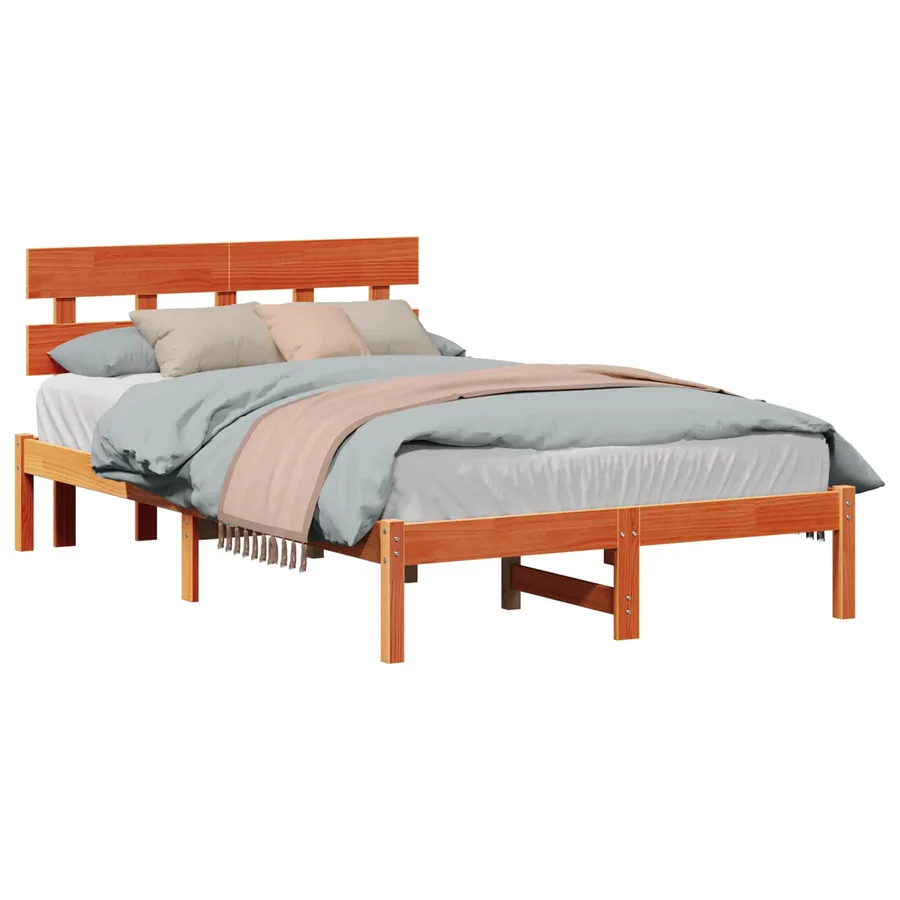 Cadre de lit Marron 135 x 190 cm Bois de pin massif - 2