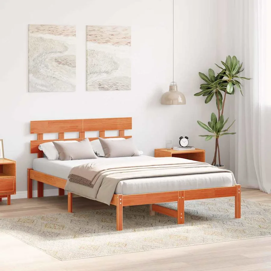 Cadre de lit Marron 135 x 190 cm Bois de pin massif - 3