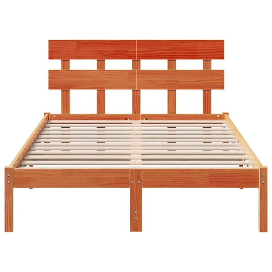 Cadre de lit Marron 135 x 190 cm Bois de pin massif - 5