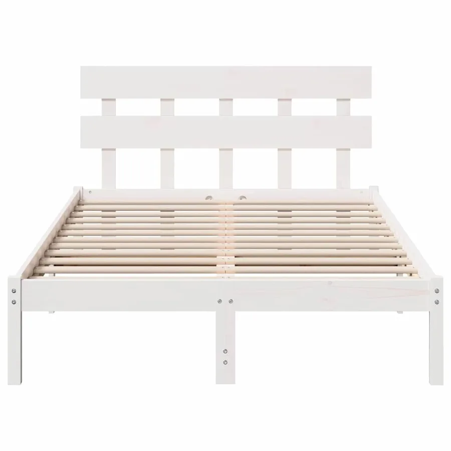 Cadre de lit Blanc 120 x 190 cm Bois de pin massif - 5