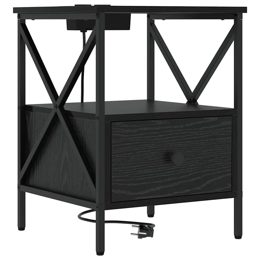 Cabinet de chevet avec tiroir Chêne noir 41,5 x 40,5 x 55 cm - 2