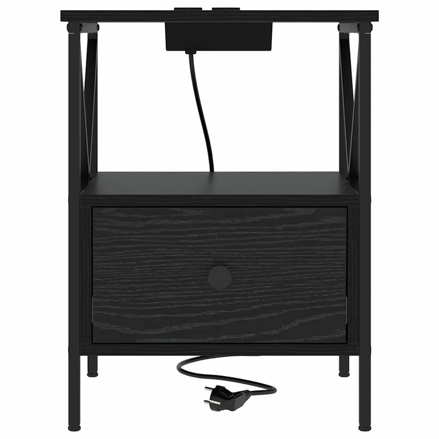 Cabinet de chevet avec tiroir Chêne noir 41,5 x 40,5 x 55 cm - 6