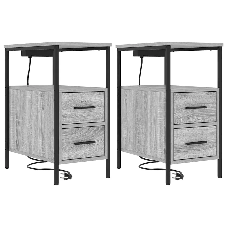 Cabinet de chevet avec tiroir 2 pcs Gris Sonoma 30 x 48 x 61 cm - 2