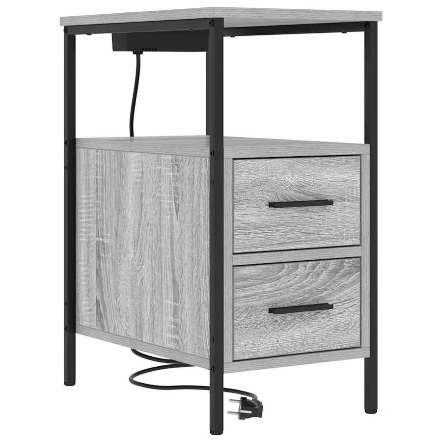 Cabinet de chevet avec tiroir 2 pcs Gris Sonoma 30 x 48 x 61 cm - 5