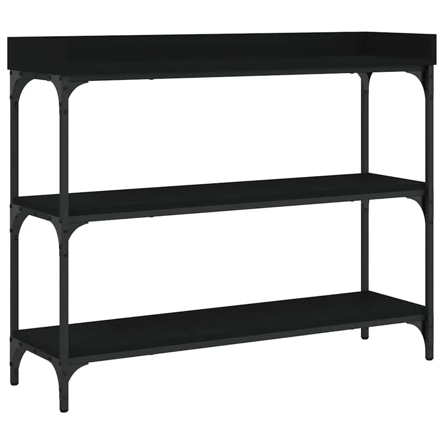 Table console avec étagères noir 100x30x80 cm - 2