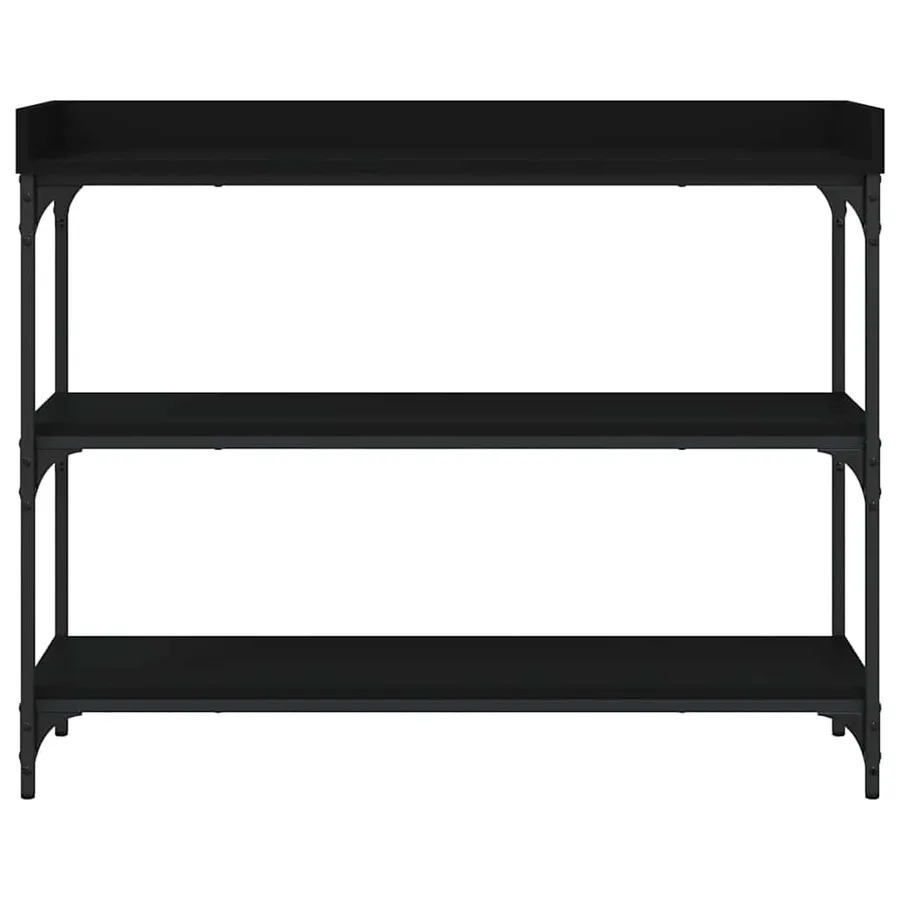Table console avec étagères noir 100x30x80 cm - 3