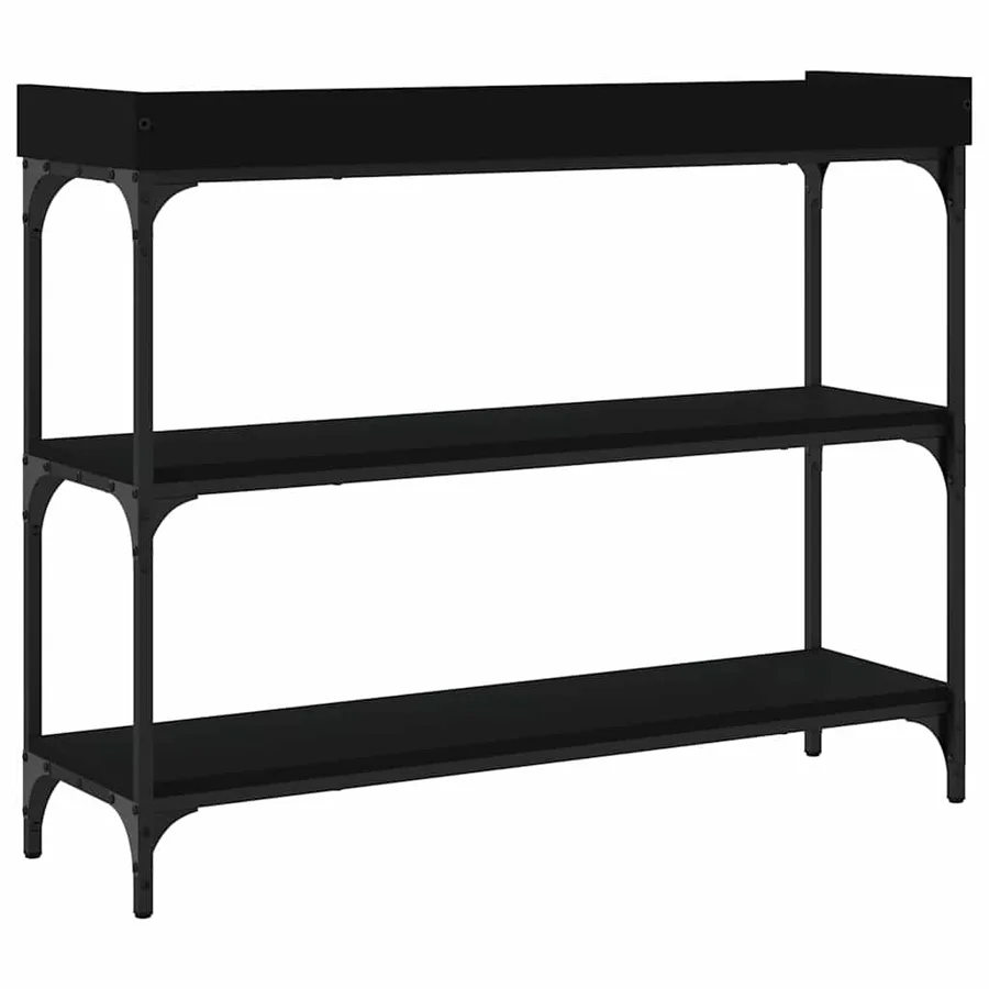 Table console avec étagères noir 100x30x80 cm - 4