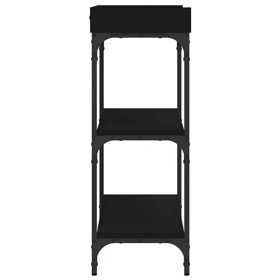 Table console avec étagères noir 100x30x80 cm - 5