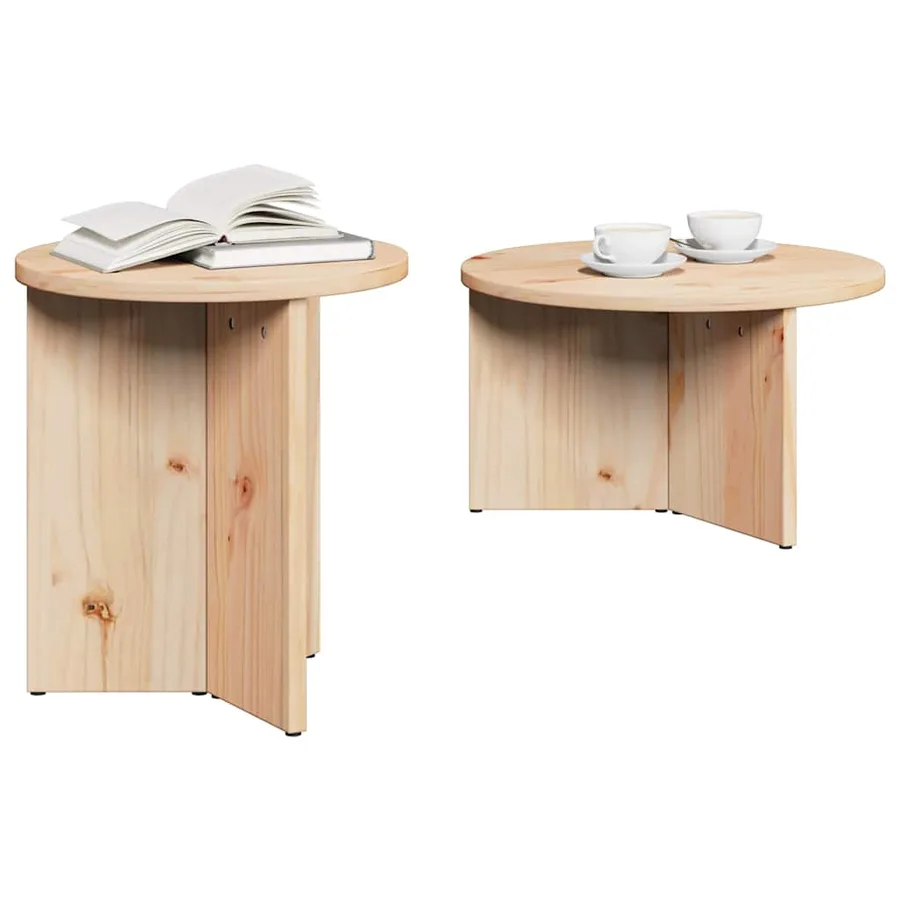 Table basse 2 pcs Naturel Bois de pin massif - 3