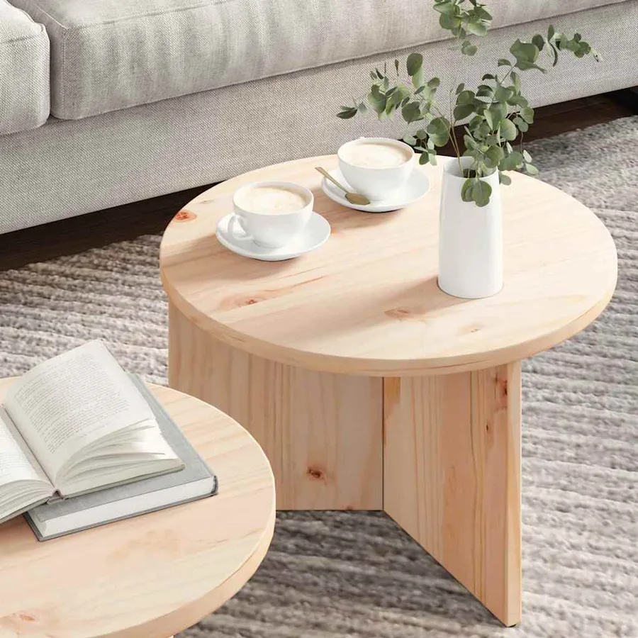Table basse 2 pcs Naturel Bois de pin massif - 4