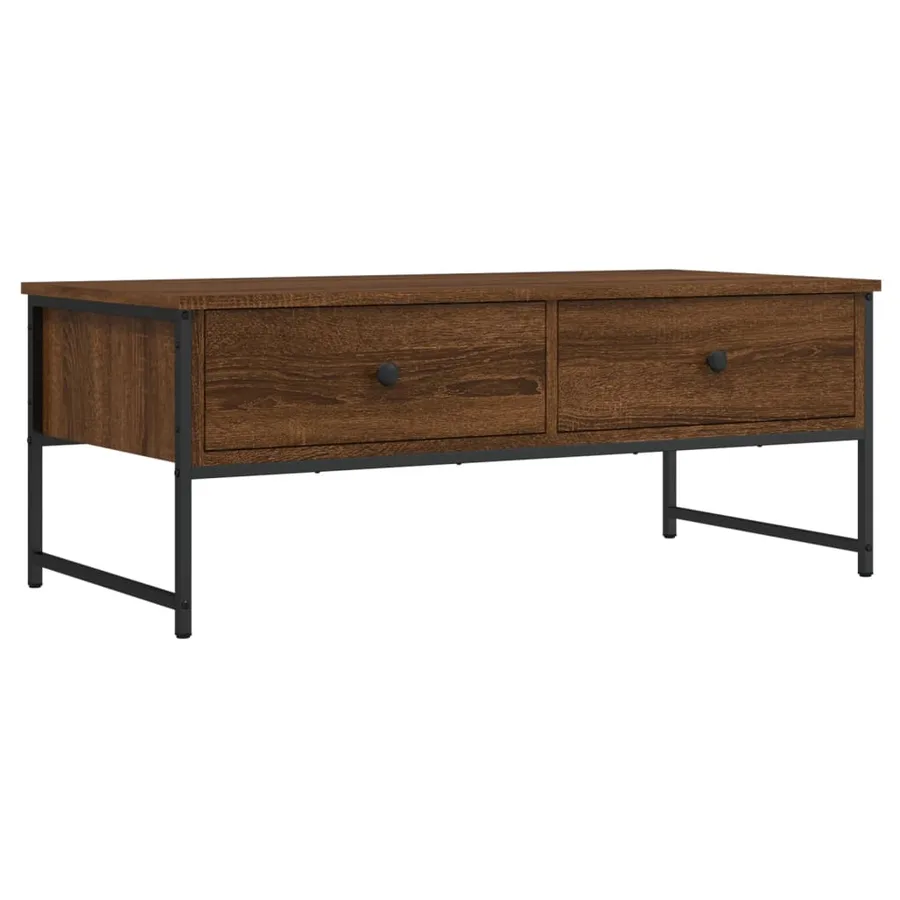 Table basse chêne marron 101x49x39,5 cm bois d'ingénierie - 2