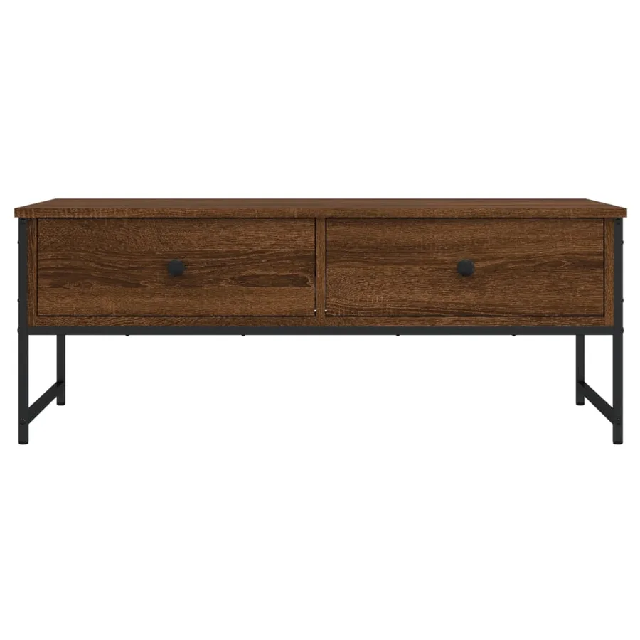 Table basse chêne marron 101x49x39,5 cm bois d'ingénierie - 6