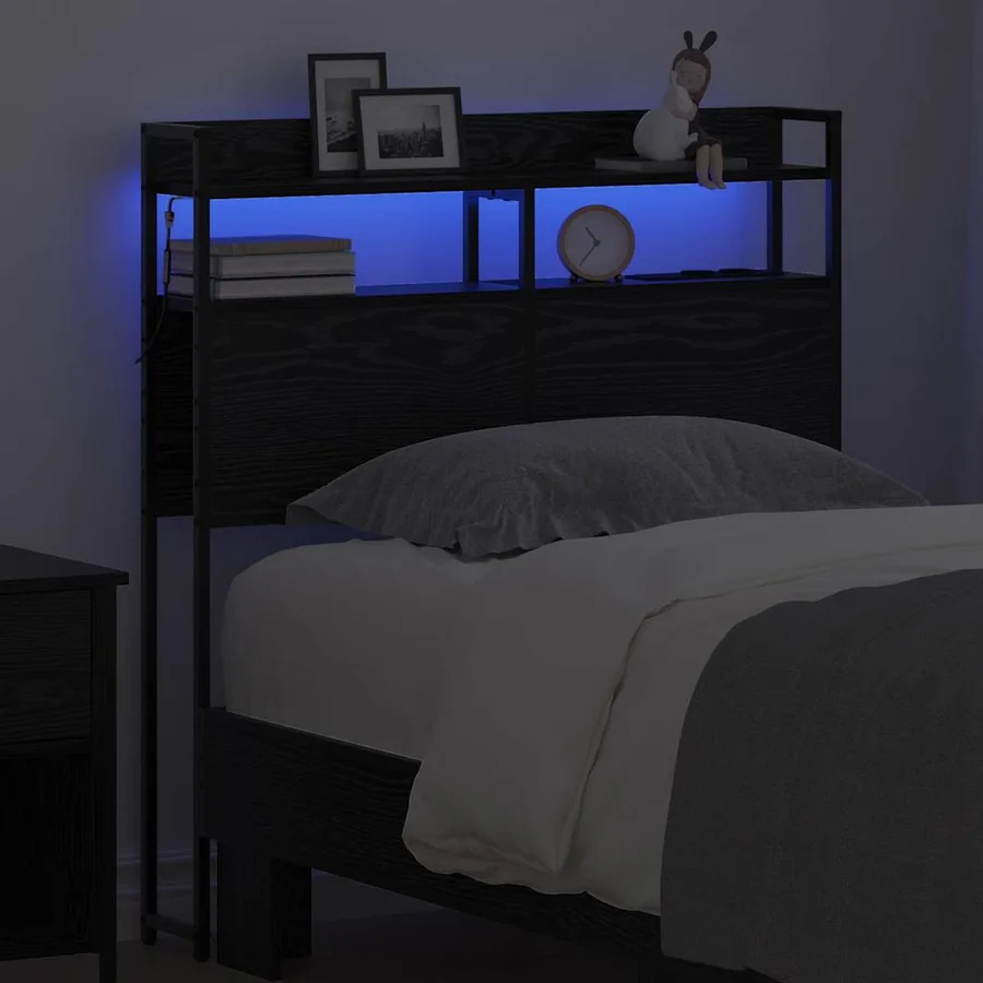 Tête de lit de rangement Chêne noir Bois d'ingénierie - 4
