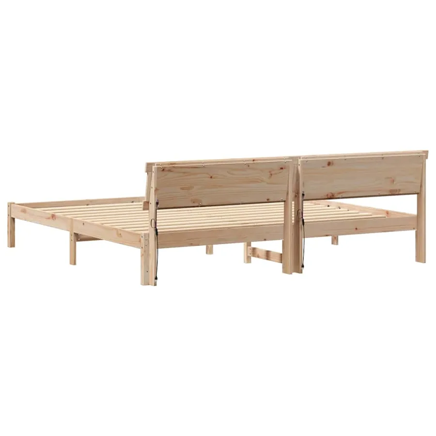Cadre de lit Marron 200 x 200 cm Bois massif en pin - 7