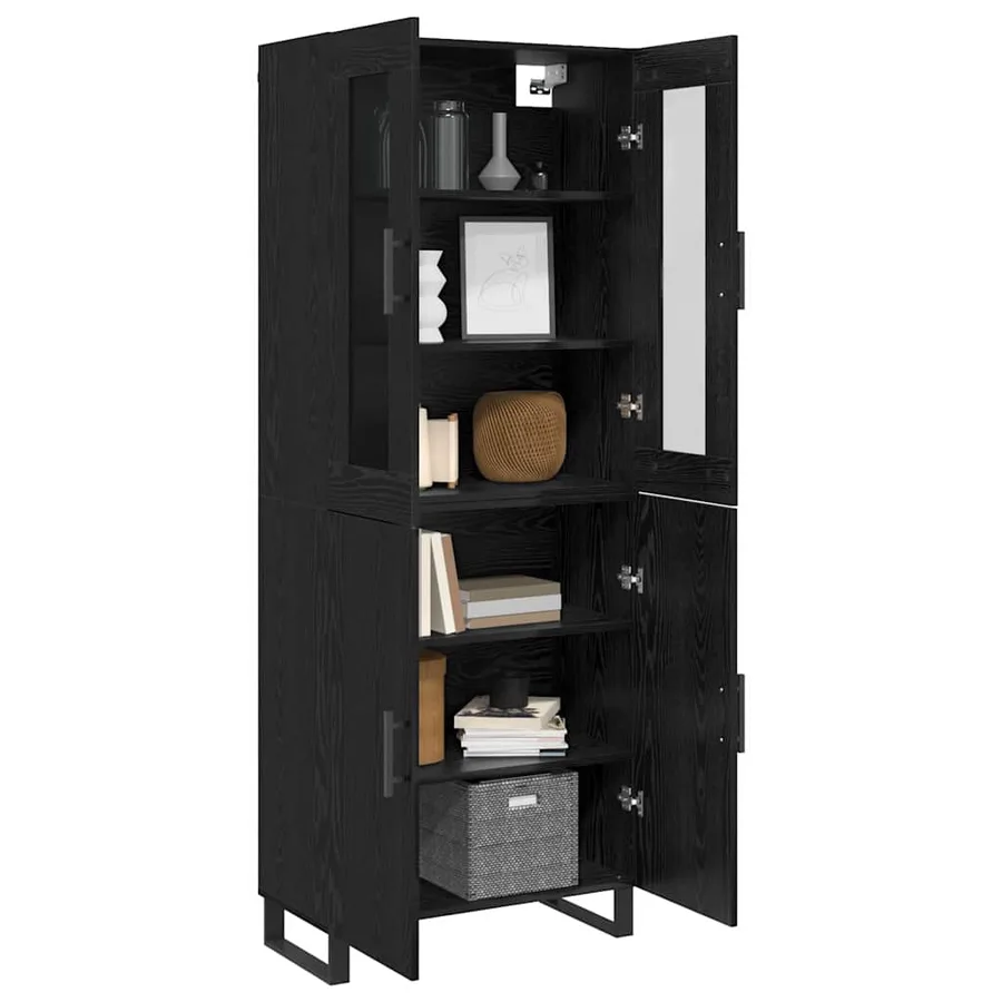 Haut Armoire 2 pcs Chêne noir Bois d'ingénierie - 3