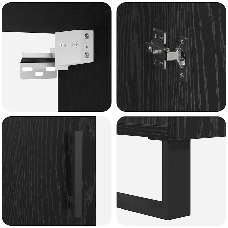 Haut Armoire 2 pcs Chêne noir Bois d'ingénierie - 9