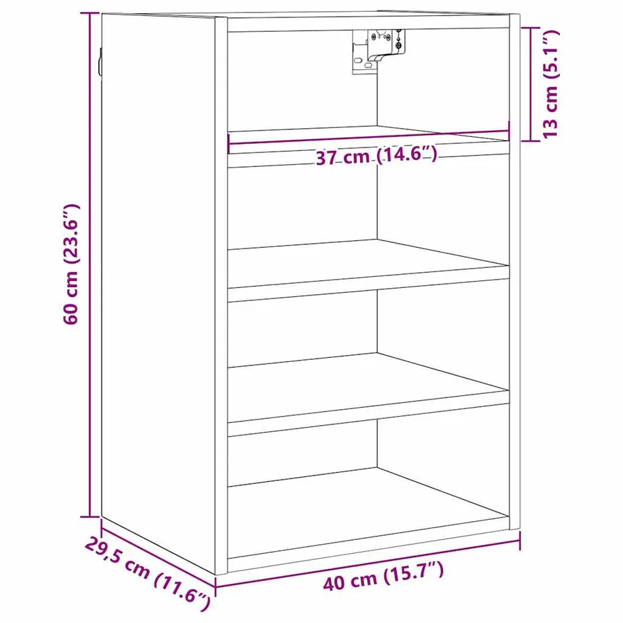 Armoire suspendue avec étagère Chêne noir 40 x 29,5 x 60 cm - 11