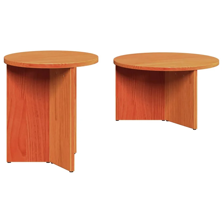 Table basse 2 pcs Brun cire Bois de pin massif - 2