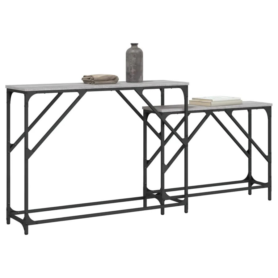 Tables console gigognes 2 pcs sonoma gris bois d'ingénierie - 3