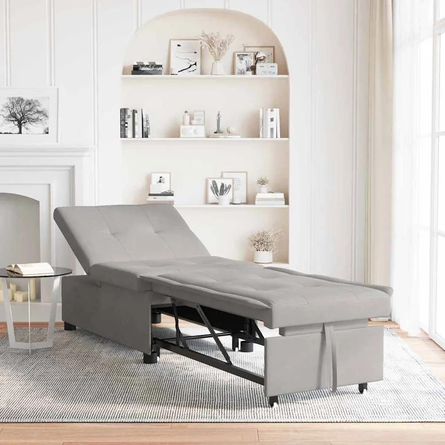 Canapé-lit escamotable Gris clair 194 x 67 x 82 cm Microfibre