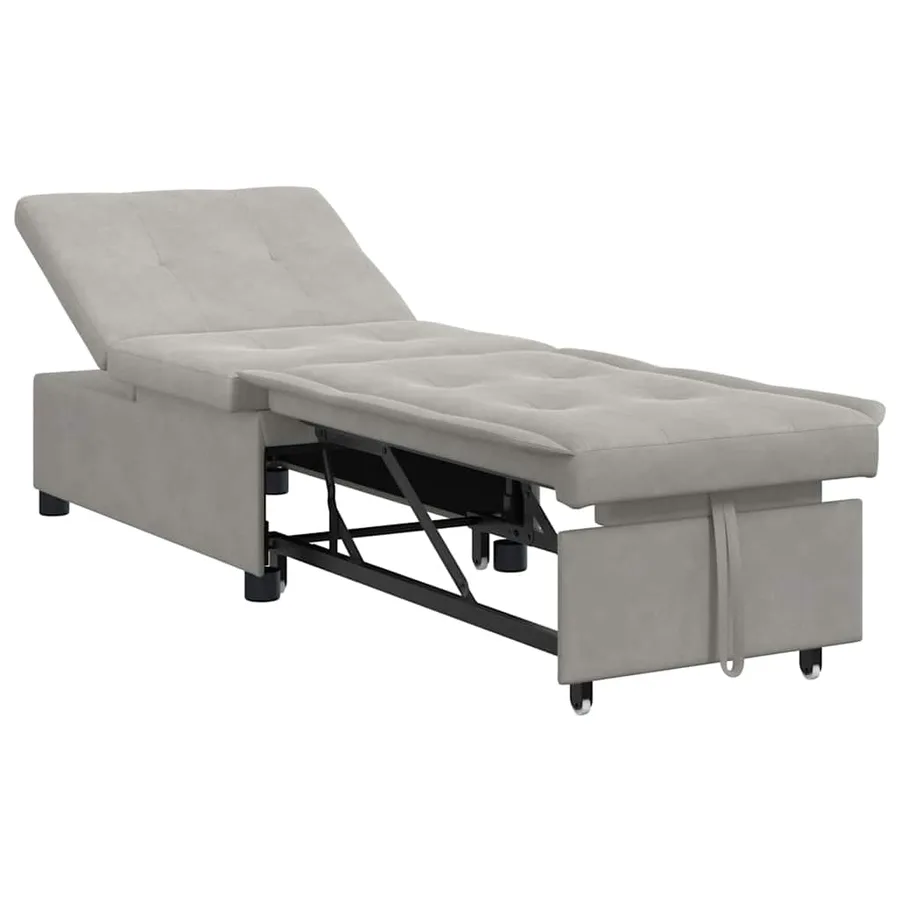 Canapé-lit escamotable Gris clair 194 x 67 x 82 cm Microfibre - 2