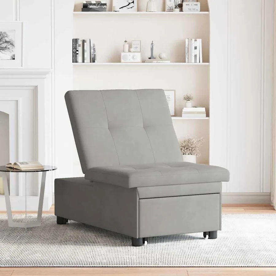 Canapé-lit escamotable Gris clair 194 x 67 x 82 cm Microfibre - 3