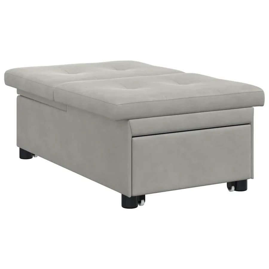Canapé-lit escamotable Gris clair 194 x 67 x 82 cm Microfibre - 4