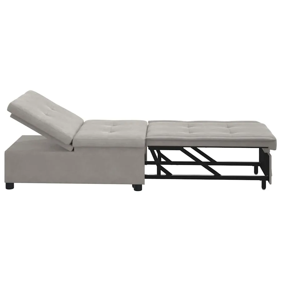 Canapé-lit escamotable Gris clair 194 x 67 x 82 cm Microfibre - 5