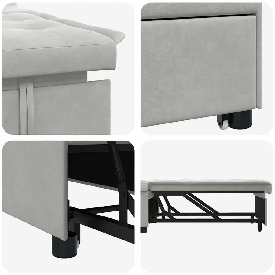 Canapé-lit escamotable Gris clair 194 x 67 x 82 cm Microfibre - 7