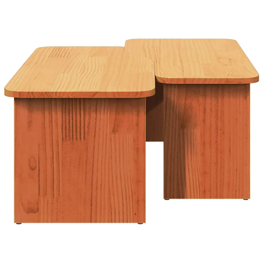 Table basse 2 pcs Brun cire Bois massif en pin - 10