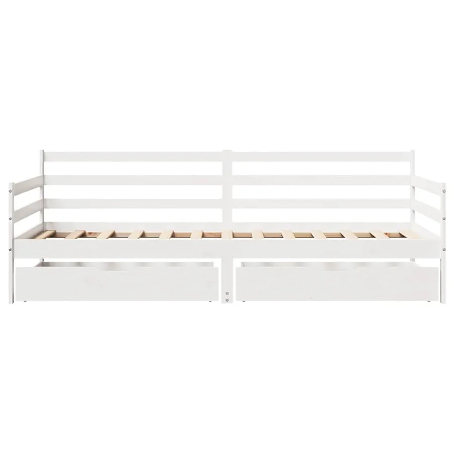 Lit de jour et tiroirs sans matelas blanc 90x190 cm bois massif - 4