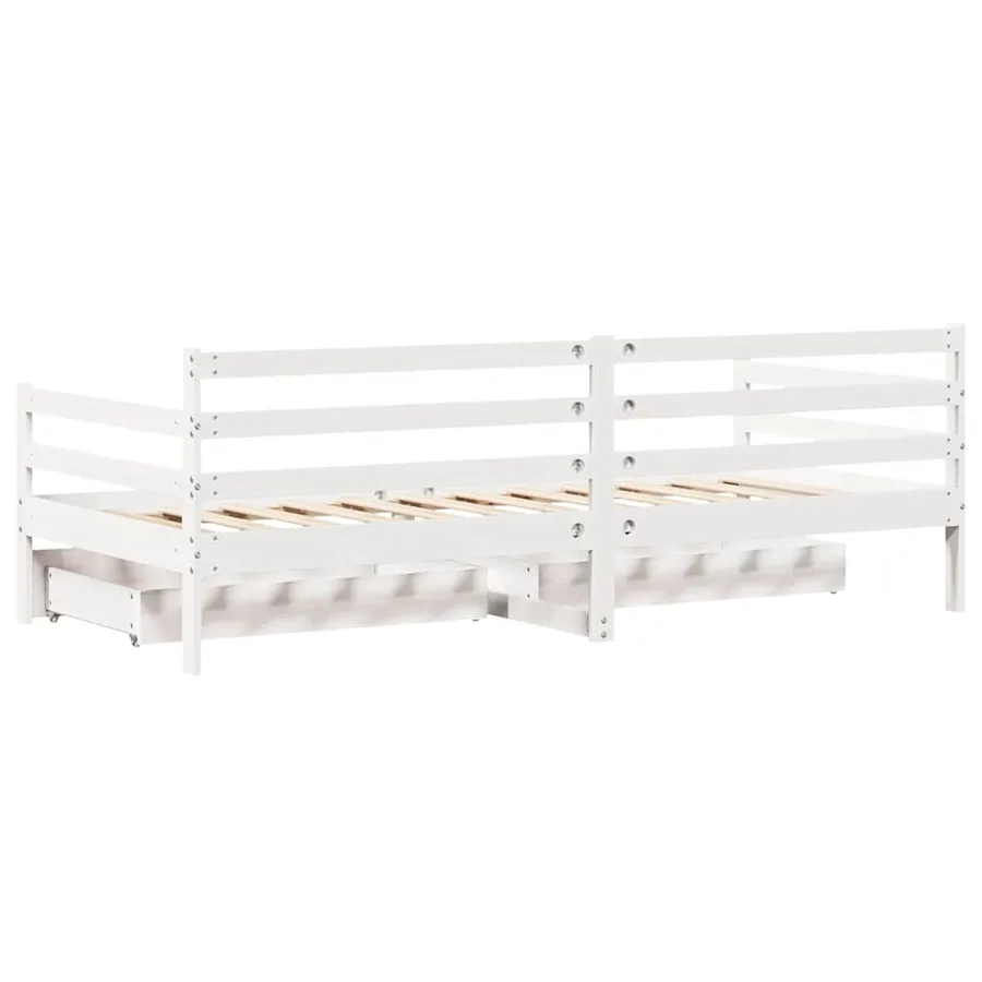 Lit de jour et tiroirs sans matelas blanc 90x190 cm bois massif - 8