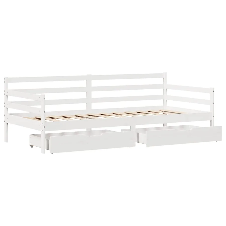 Lit de jour et tiroirs sans matelas blanc 90x190 cm bois massif - 9