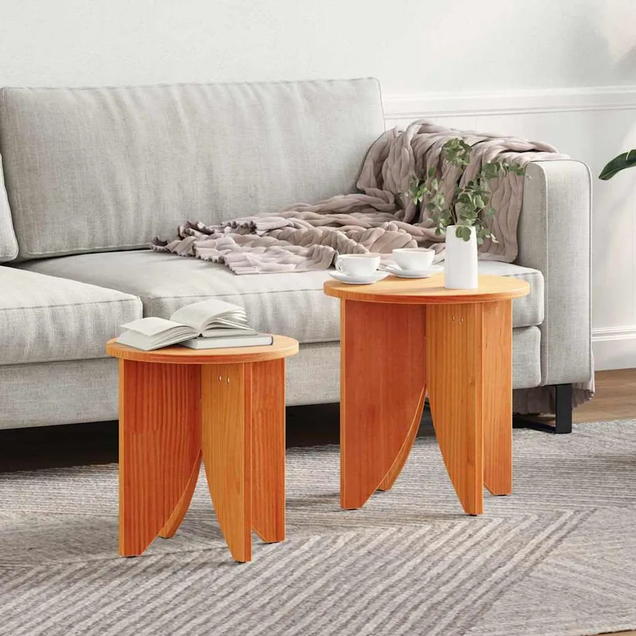 Table basse 2 pcs Brun cire