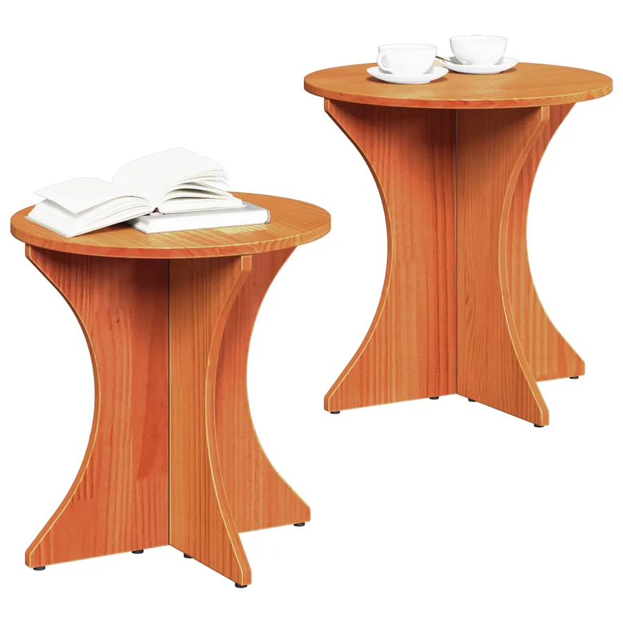 Table basse 2 pcs Brun cire Bois massif en pin - 2