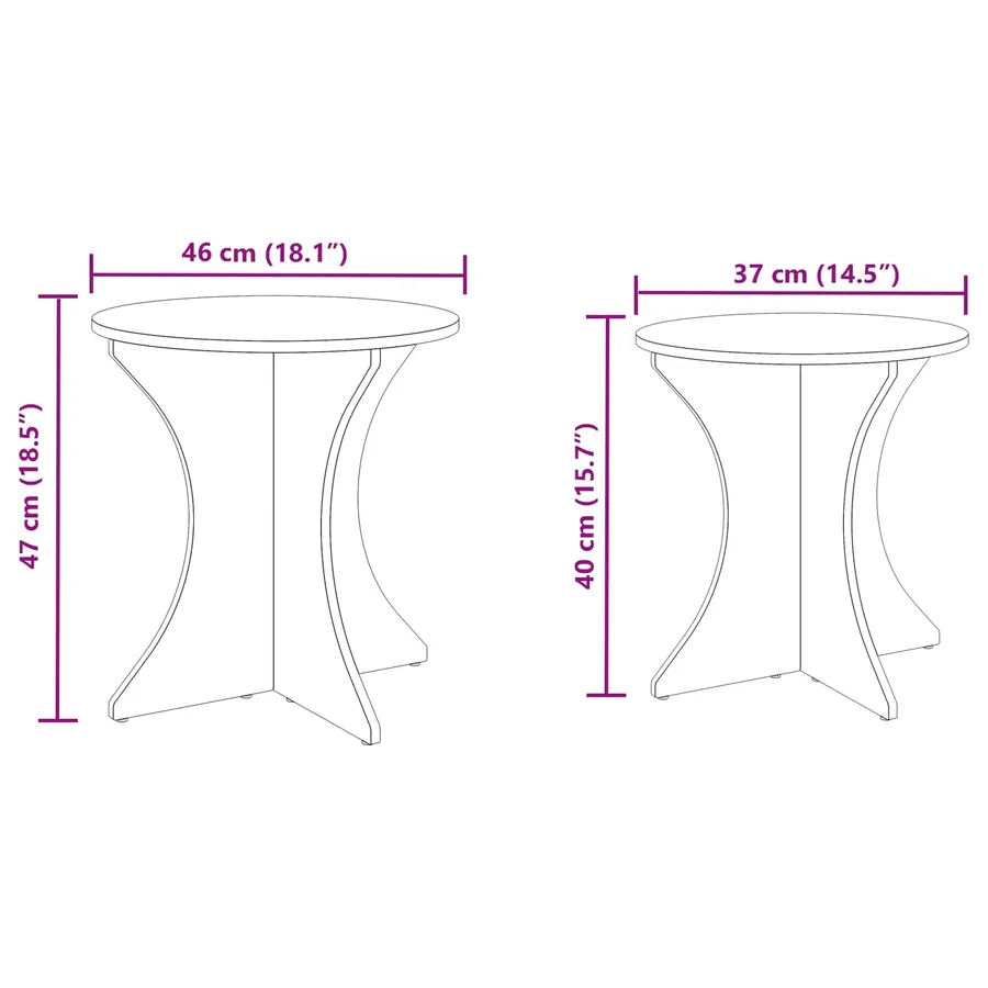 Table basse 2 pcs Brun cire Bois massif en pin - 4