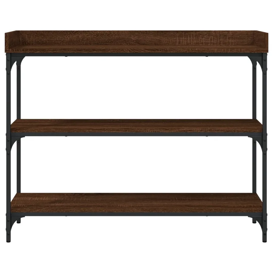 Table console avec étagères chêne marron 100x30x80 cm - 4