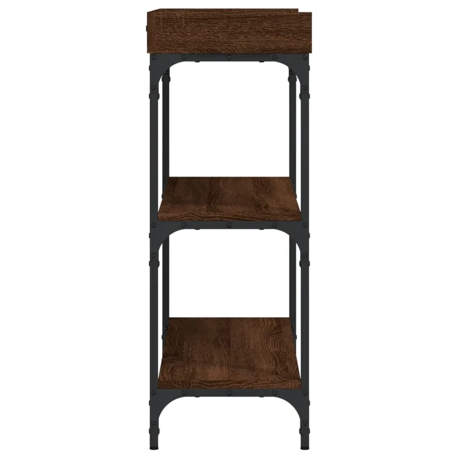 Table console avec étagères chêne marron 100x30x80 cm - 5