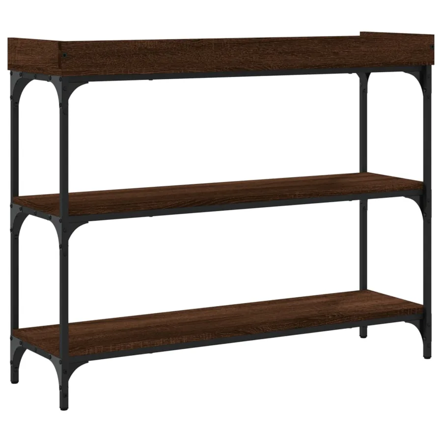 Table console avec étagères chêne marron 100x30x80 cm - 6