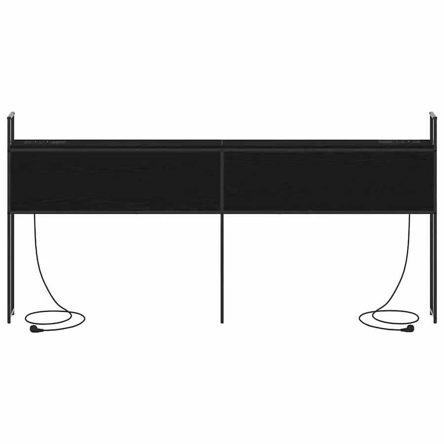 Headboard de Rangement avec Station de Charge Chêne noir - 5