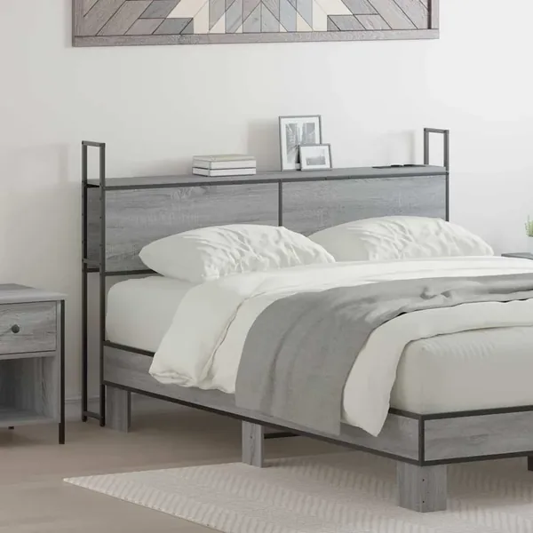 Headboard de Rangement avec Station de Charge Sonoma gris