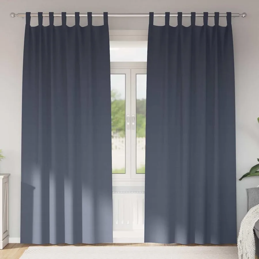 Rideaux occultants avec anneaux 2 pcs Anthracite 225 x 140 cm