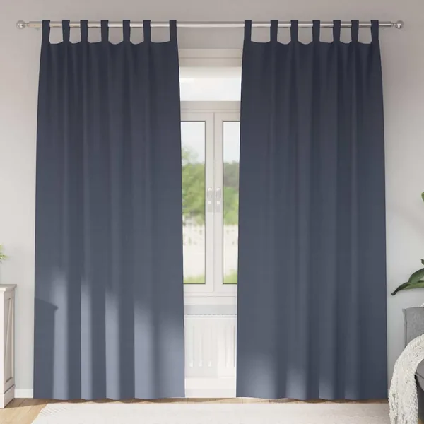 Rideaux occultants avec anneaux 2 pcs Anthracite 225 x 140 cm