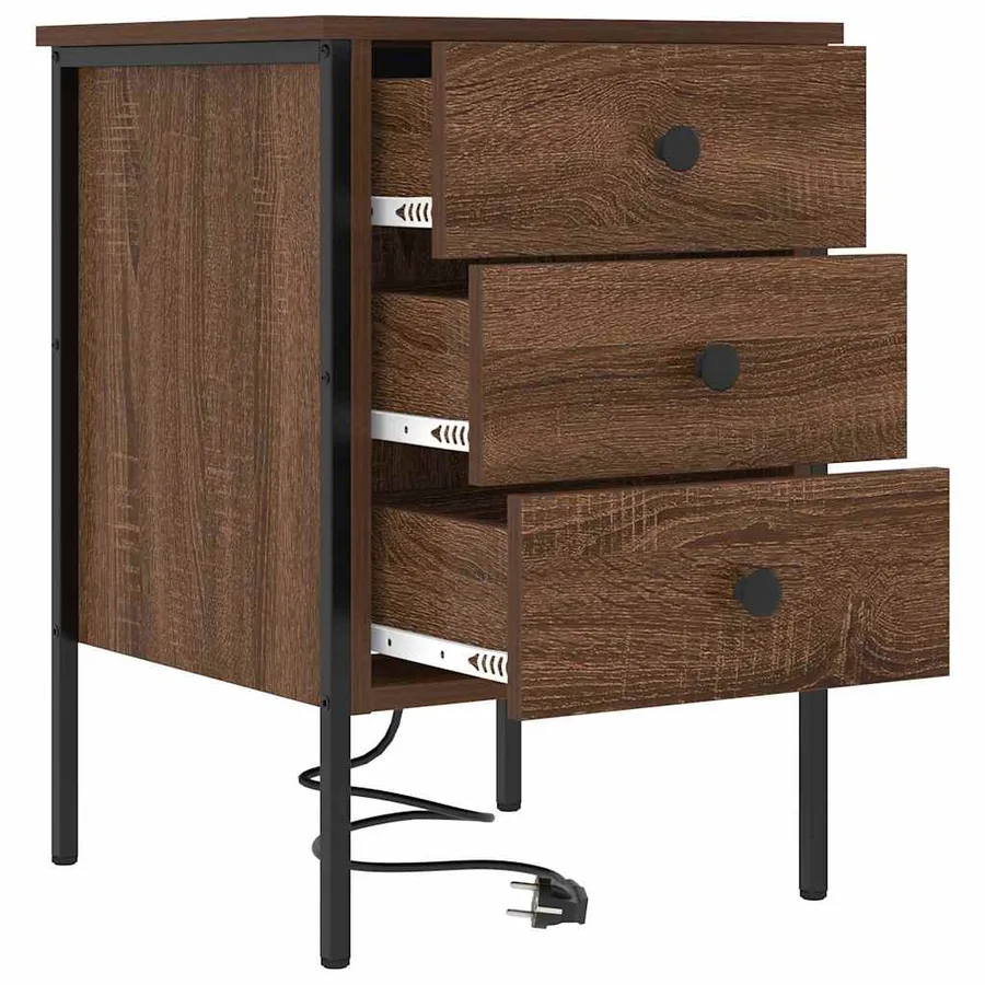 Cabinet de chevet Chêne brun 42 x 41 x 61 cm Bois d'ingénierie - 5