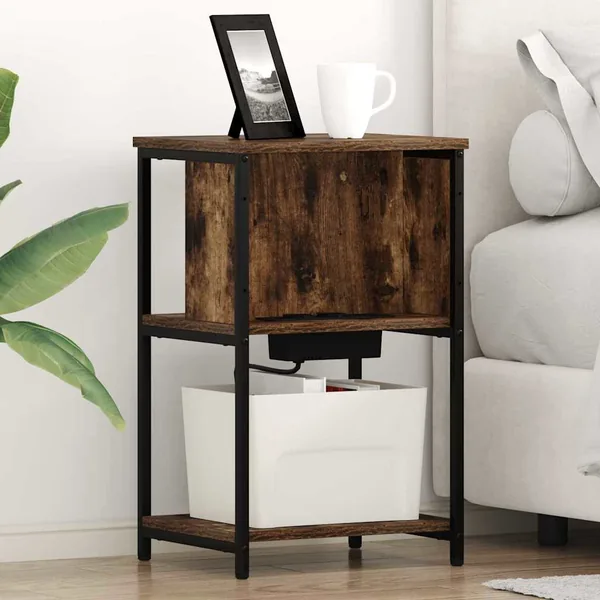 Cabinet de chevet 2 pcs Chêne fumé 38 x 31 x 61 cm