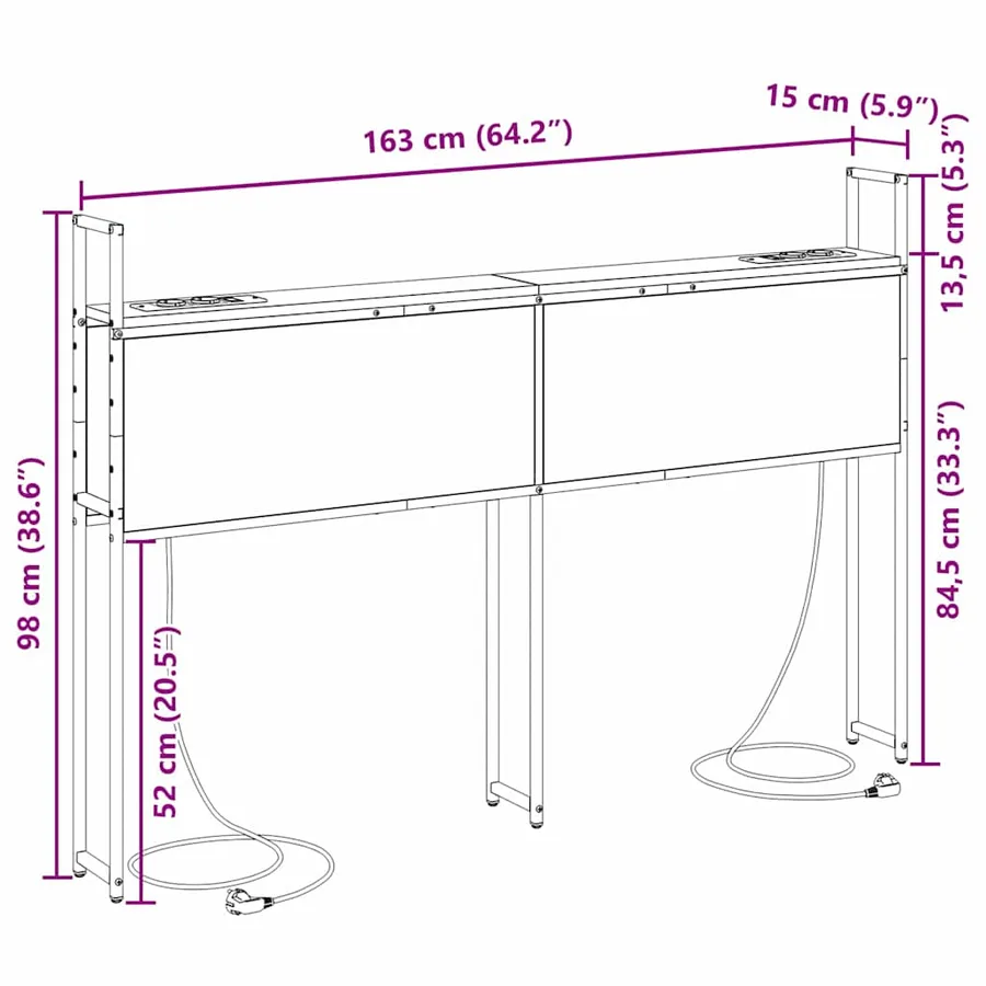 Headboard de Rangement avec Station de Charge Chêne noir - 13