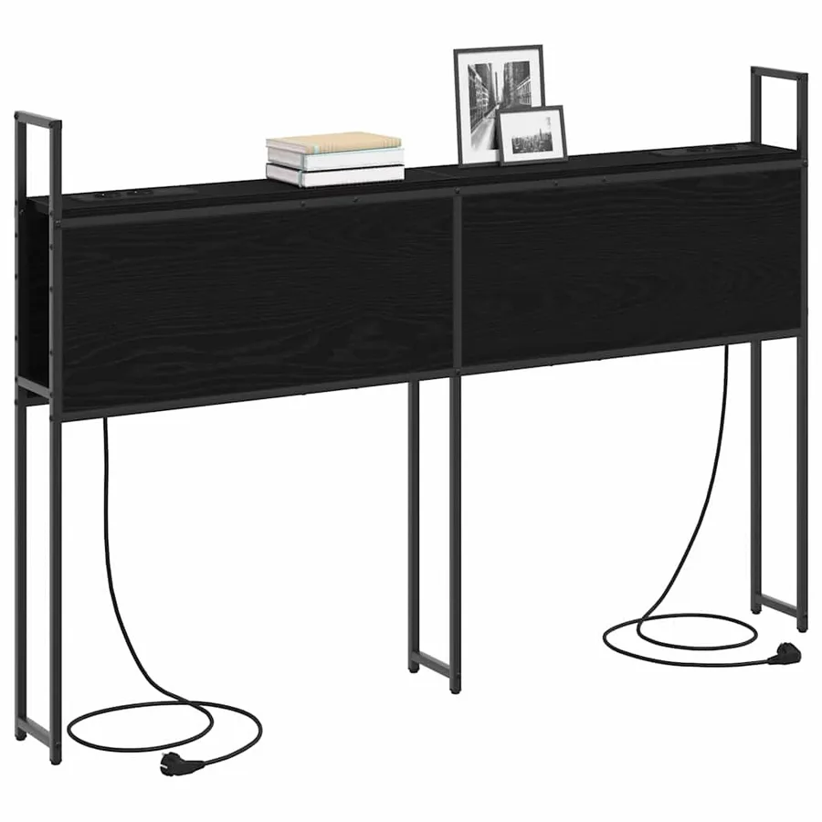 Headboard de Rangement avec Station de Charge Chêne noir - 3