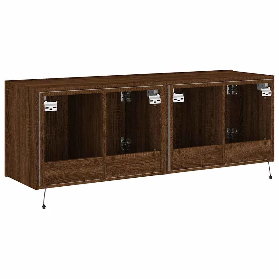 Meubles TV muraux lumières LED 2 pcs chêne marron 60x35x41 cm - 10